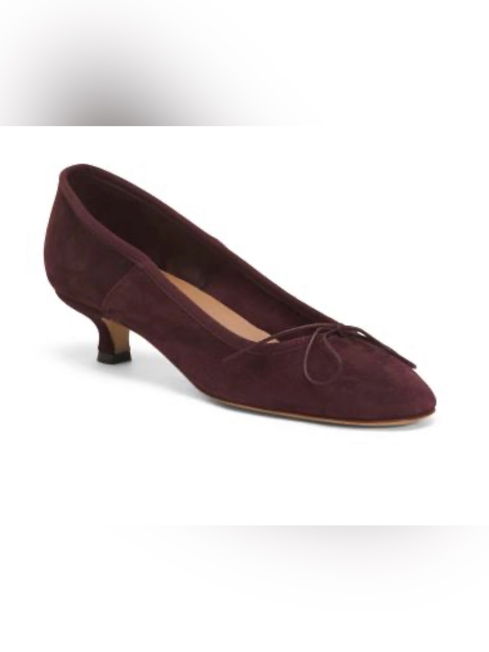 Mansur Gavriel Burgundy Suede Pointed-Toe Kitten Heel Pump